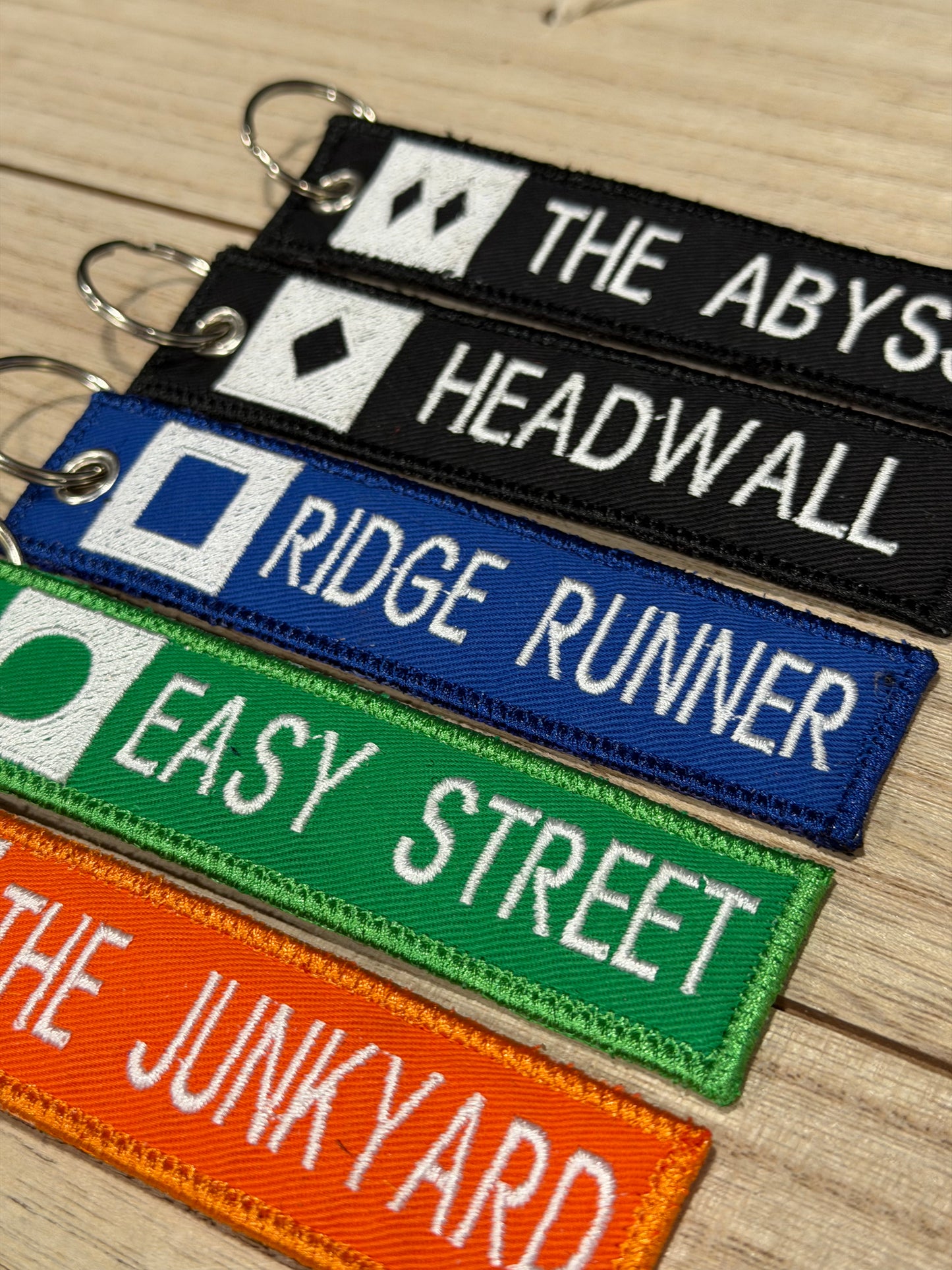 Custom Embroidered Ski Run Difficulty Keytag