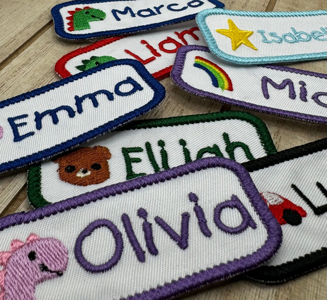 A set of different kids style embroidered iron-on patches