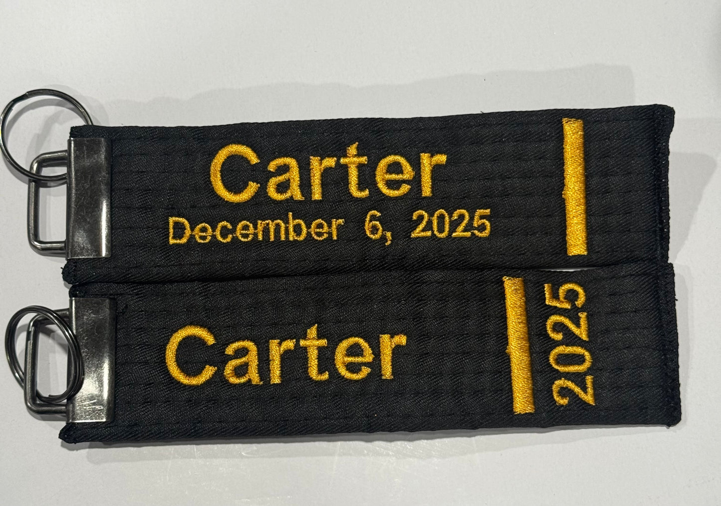 Custom Personalized Black Belt Keychain