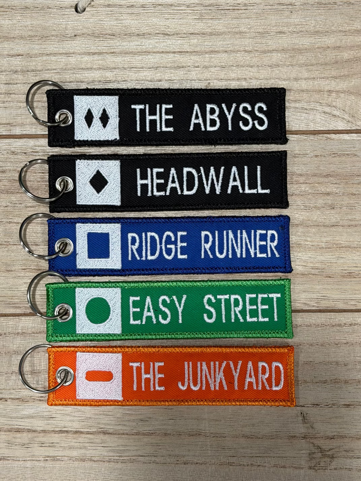 Custom Embroidered Ski Run Difficulty Keytag