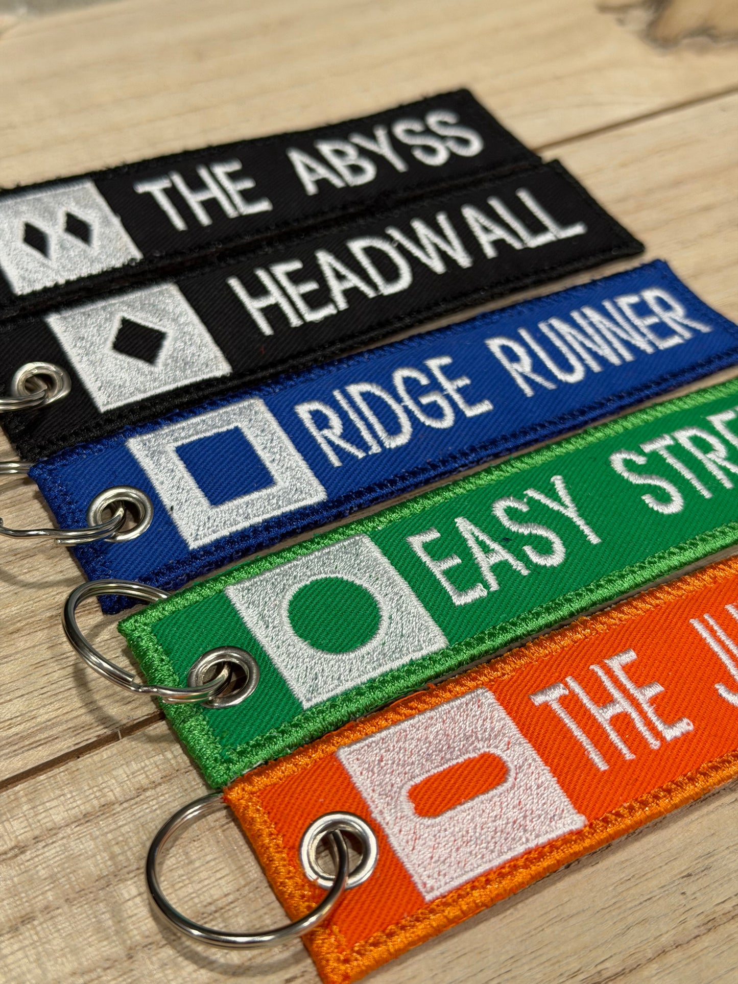 Custom Embroidered Ski Run Difficulty Keytag