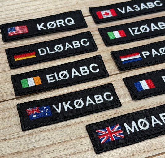 Personalized  Amateur Ham Radio Embroidered Nametag with your callsign