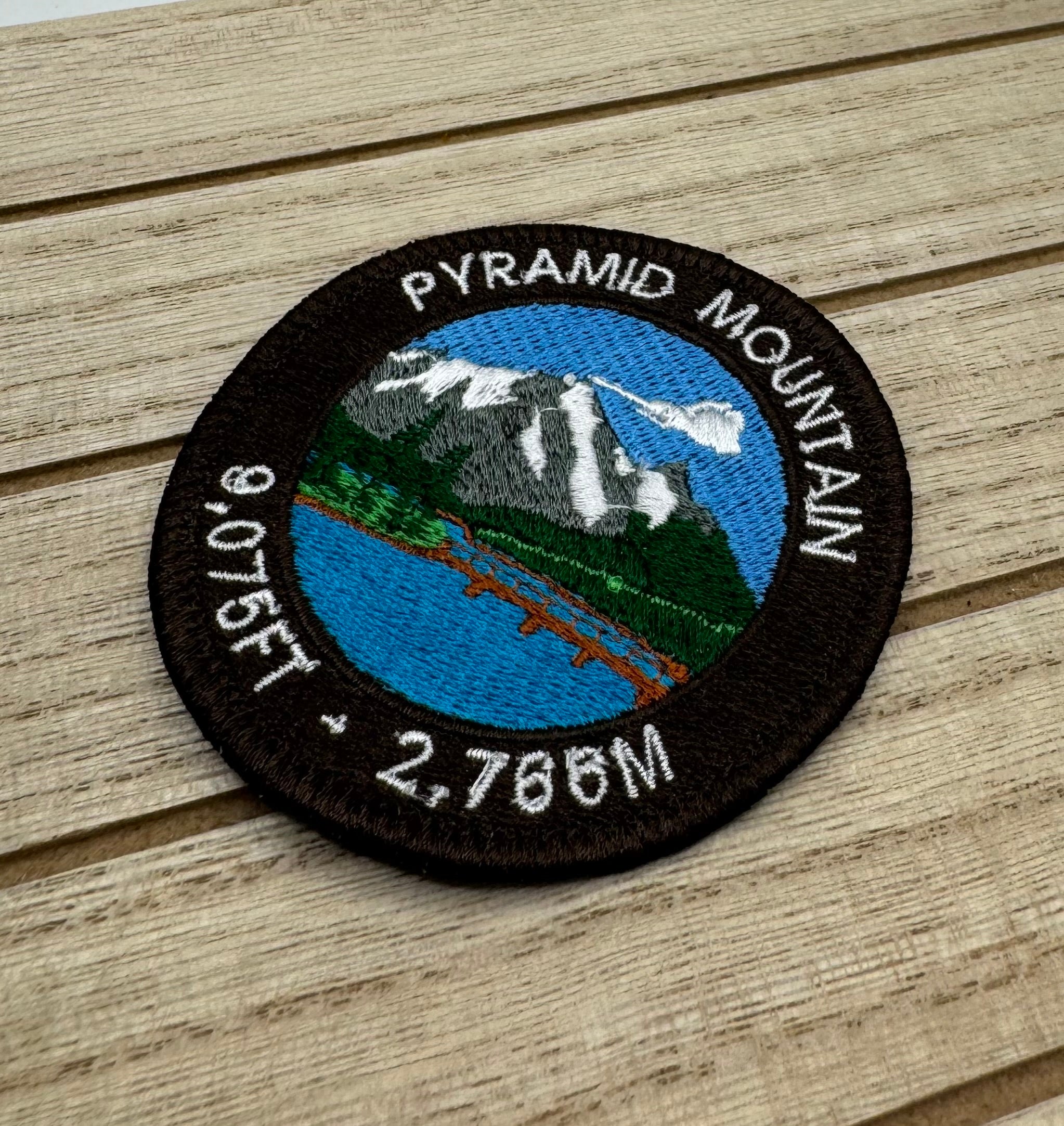 Pyramid Mountain Embroidered Patch - Iron on – Wapiti River Customs