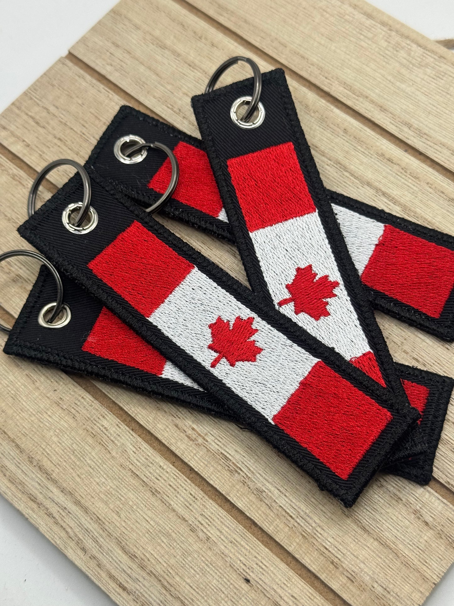 Canada Embroidered Keychain, Luggage Tag, Key tag - Double Sided
