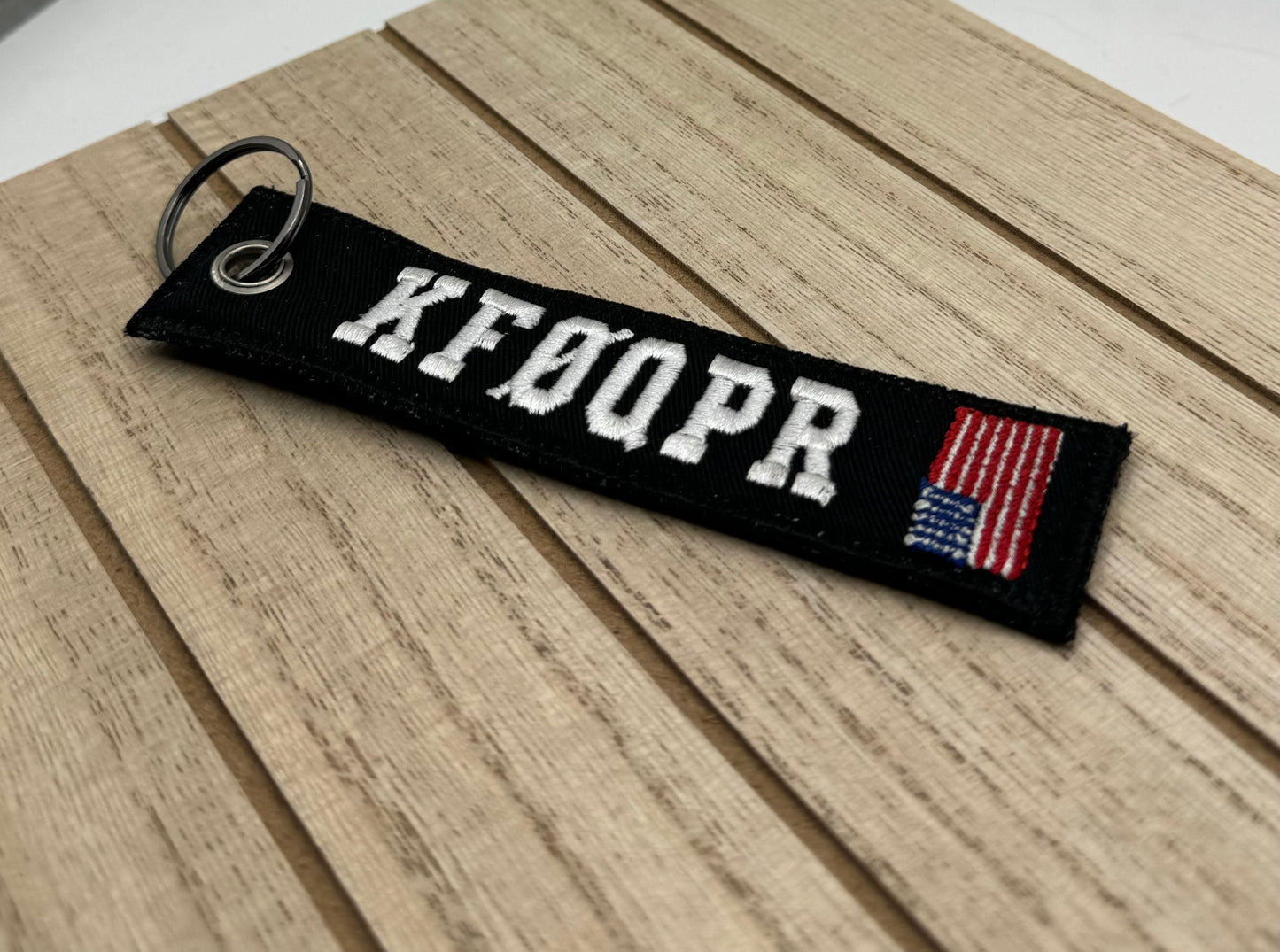 Personalized Amatuer Ham Radio Keychain Embroidered with your callsign, Double Sided